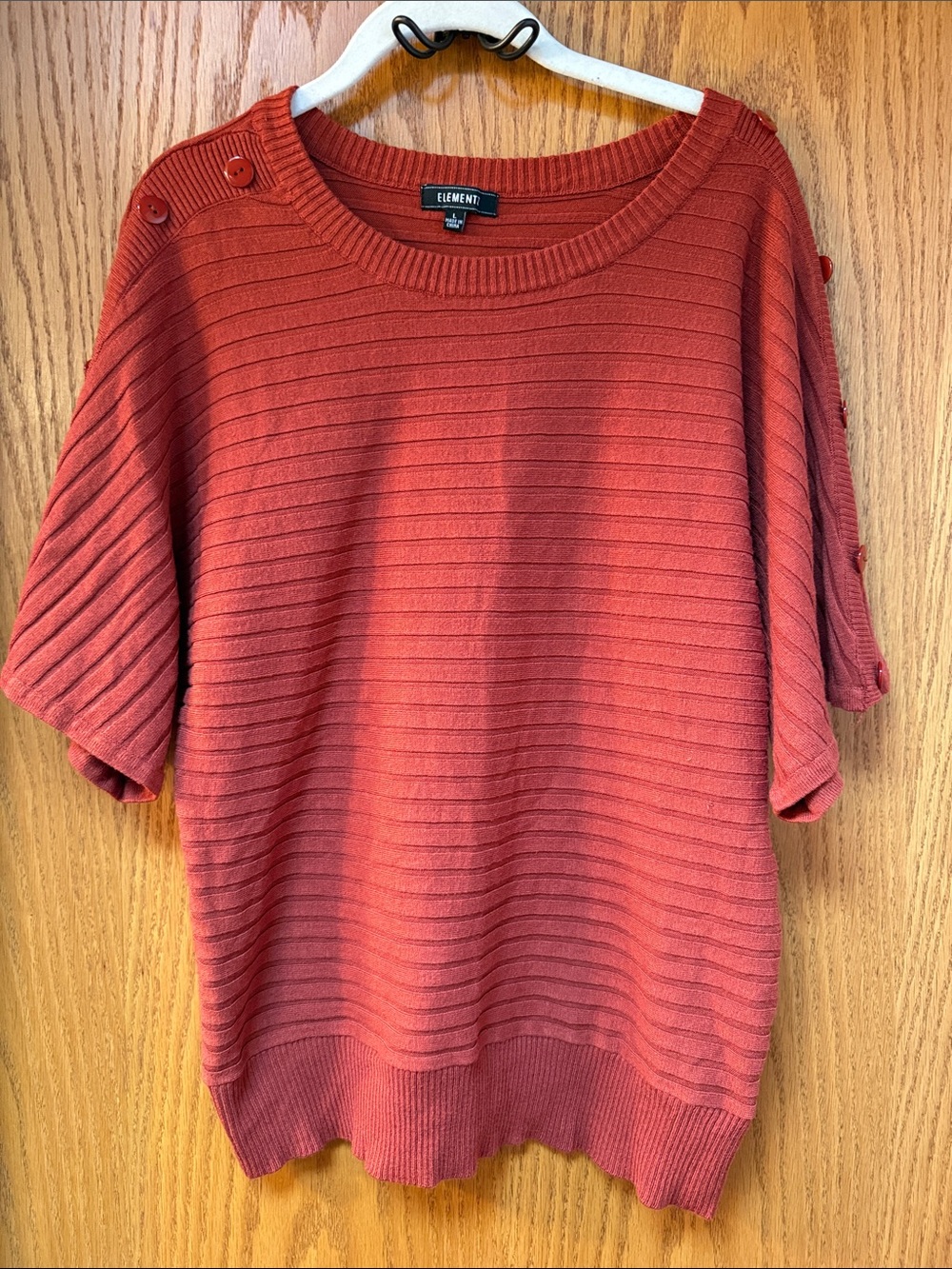 Element Ribbed Short-Sleeve Flowing Knit Top